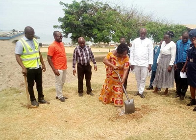 assembly amoako mrs executes west projects shovel sod begin officials cutting project look other tema