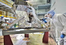 Engineers conduct a “receiving inspection” of the James Webb Space Telescope’s Mid-Infrared Instrument at NASA’s Goddard Space Flight Center after its journey from the United Kingdom. Credits: NASA/Chris Gunn