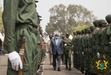 • President Akufo-Addo inspecting the school cadet parade