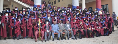 • The dignitries with the new doctors after the induction ceremony Photo: Vincent Dzatse