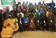Mr Owusu-Koranteng (seated 4th from right) with governing board and members of GNAAP after theworkshop