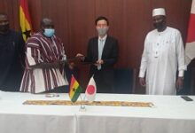 • DCE (first right), Japanese Ambassador (Second right) and Yagaba Kubori MP (extreme left)