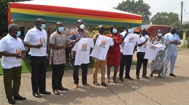 • Mr Akwasi Agyemang(third from right) with Mr Assibey-Antwi (fifth from left) and other dignitaries launching the programme Photo Victor A. Buxton