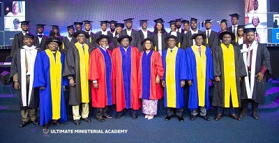 • Dr Prempeh (fourth from left) with the matriculants and management of the academy