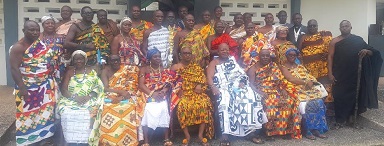 Nene Sackite II, (3rd right) with chiefs and queen mothers of the Eastern Regional House of Chiefs