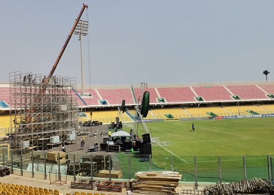 • Preparation ongoing at the Accra Sports Stadium for today's concert
