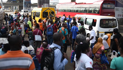 • Stranded commuters at the Odawna station in Accra Photo :Geoffrey Buta