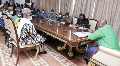 President Akufo-Addo addressing a delegation from Kusaug Traditional Council at the Jubilee House