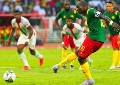 • Aboubakar (with the ball) celebrating one of his two goals