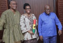 • President Akufo-Addo (right) with Mrs Genevieve Edna Apaloo after the swearing in
