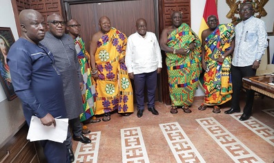 President Akufo-Addo (middle) with the chiefs