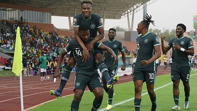 • Iheanacho (14 ) celebrates goal with teammates during the game