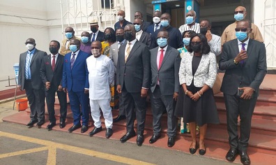 Chief Justice, Kwasi Anin Yeboah(fifth from right) with the newly sworn-in NMC members