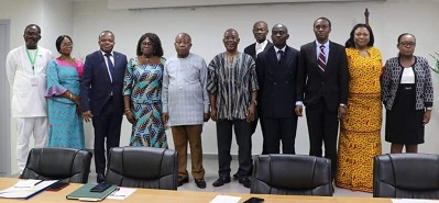 Mr. Agyeman-Manu (fourth from left) with the board members