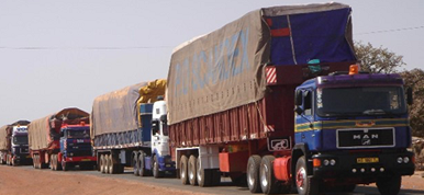 • Trucks parked at Tema port