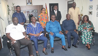 • Mr. Francis Asenso-Boakye (third from left) with the board members Photo: Godwin Ofosu Acheampong