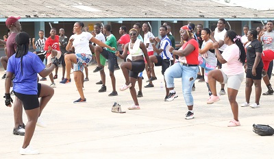 A section of the participants going through the aerobic session