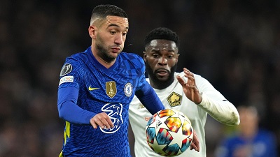 Hakim Ziyech (left) was forced off in the second half