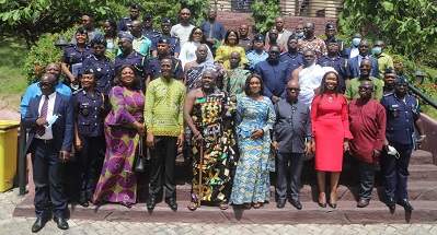 Ms Abena Osei -Asare (fifth from right) with participants at the programme