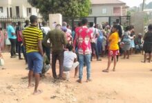 Stranded applicants in front of the NIA offices in Greater Accra
