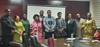 Mr Mark Okraku Mantey (5th right) with the members of the board after the inauguration