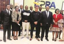 • Dr Mustapha Abdul-Hamid (fifth from left) and management members with EPRA officials