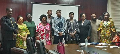 Deputy Minister of Tourism, Arts and Culture (MoTAC), Mark Okraku Mantey (5th right) in group photo with the members of the board after their inauguration.