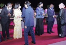 President Akufo-Addo (right), exchanging pleasantries with some of the diplomats and their pouses at the event
