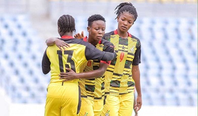 The Princesses celebrating one of their goals against Uganda on Saturday