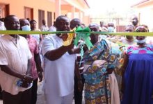 Mr Appaw-Gyasi (middle), inaugurating the facility. Looking on are Nana Odame Affum (3rd left), and staff of the assembly. INSET the new rehabilitation centre.