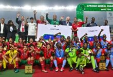 FIFA officials and players in a group photograph after the event