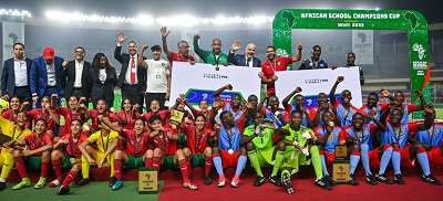 FIFA officials and players in a group photograph after the event