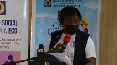 Ms Rosemond Asamoah (inset) addressing the participants