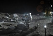 Illustration of Artemis astronauts on the Moon. NASA's new Tipping Point opportunity and Announcement of Collaboration Opportunity seek to mature space technology, including those that could be used for living and working on the Moon for NASA's Artemis astronauts Credits: NASA