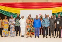 President Akufo-Addo (middle) with some minister's of state and dignitaries after the conference