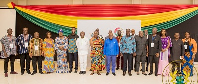 President Akufo-Addo (middle) with some minister's of state and dignitaries after the conference