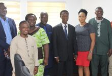 lMr Morgan Ayawine(middle)with members of the Council and leadership of the Union (1)
