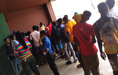 • A section of the people queuing up to take the jab