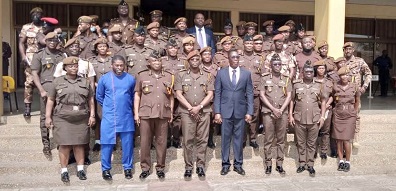 Dr Ofori (in coat front row) with Mr Egyir (fourth right) and other senior prison officers with beneficiaries of the training