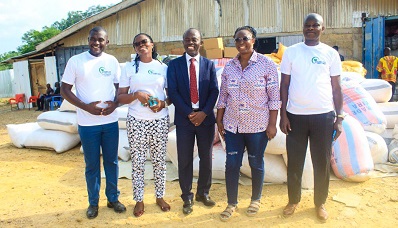 Officials of the Jospong Group of Companies after the donation
