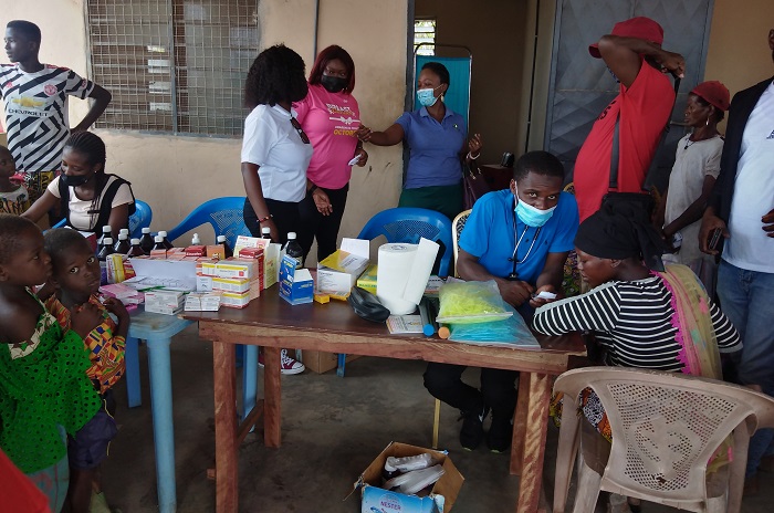 The medical team giving medical care to residents