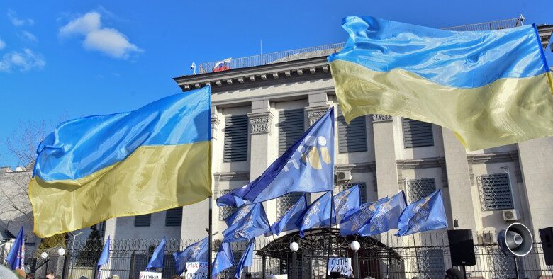 Ukrainian flags flying in Kyiv once more