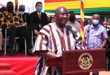 Vice President Dr Mahamudu Bawumia addressing the chiefs and people at Nyinahin