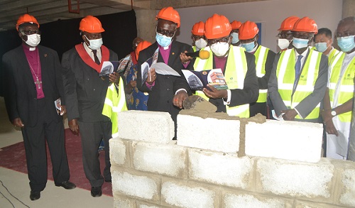 Most Rev Dr Paul K. Boafo (third from right) laying the foundation stone Photo Victor A. Buxton,,