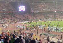 Nigerian fans stormed the arena and destroyed benches and other facilities