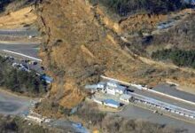 A powerful Japan quake sets off landslide
