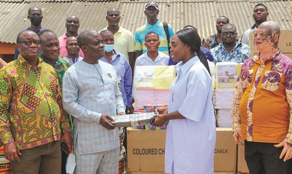 Reverend Dr Comfort Asare (right)receiving some of the package