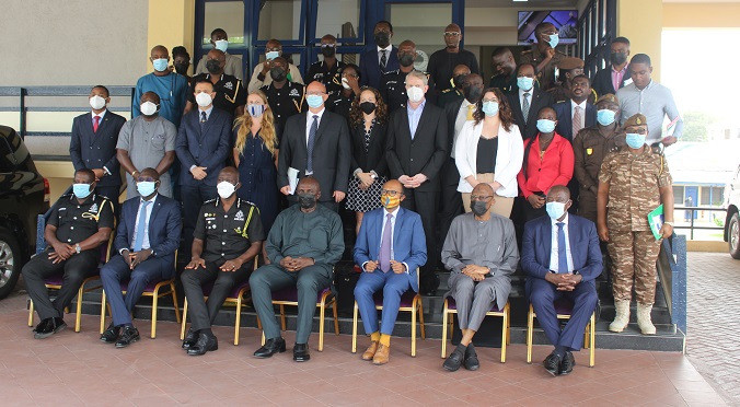 Mr Ambrose Dery (seated middle) with dignitaries and other security personnel Photo Anita Nyarko-Yirenkyi