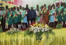 President Akufo-Addo (middle), with the students during the 2022 President's Independence Awards