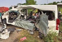 The bus in the Hohoe-Jasikan road accident